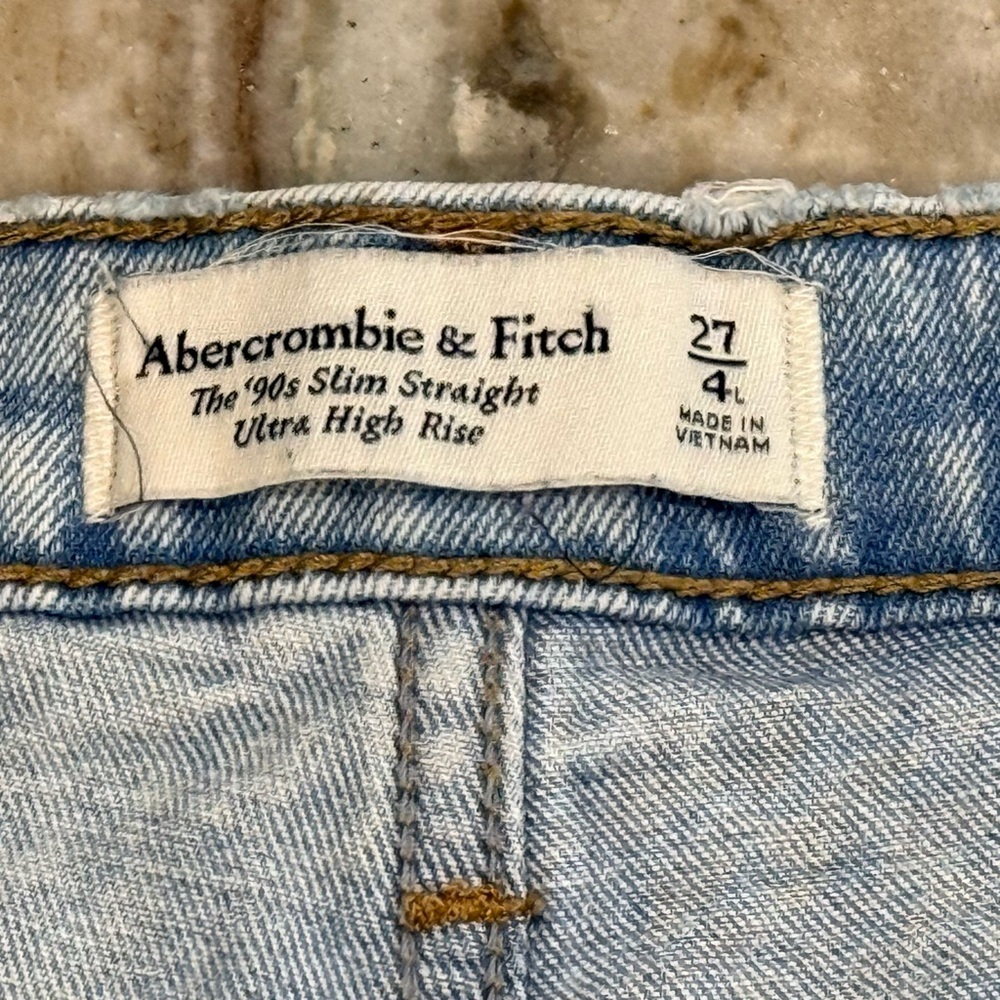 Women’s ABERCROMBIE & FITCH The 90s High Rise Slim Straight denim jeans- Size 27 - Picture 6 of 7